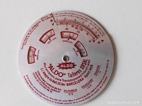 Antigüedades: REGLA DE CALCULO CIRCULAR - MOTORES - ALDO TALLERES ORSAL DE BARCELONA - AÑOS 70 - IMPECABLE - RARA